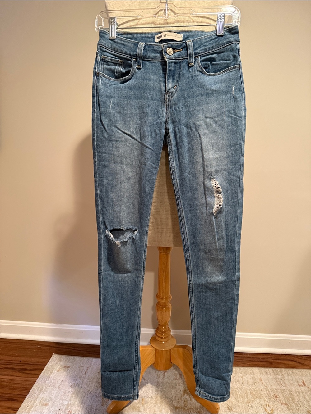 Levi's Light Blue Distressed Skinny Jeans